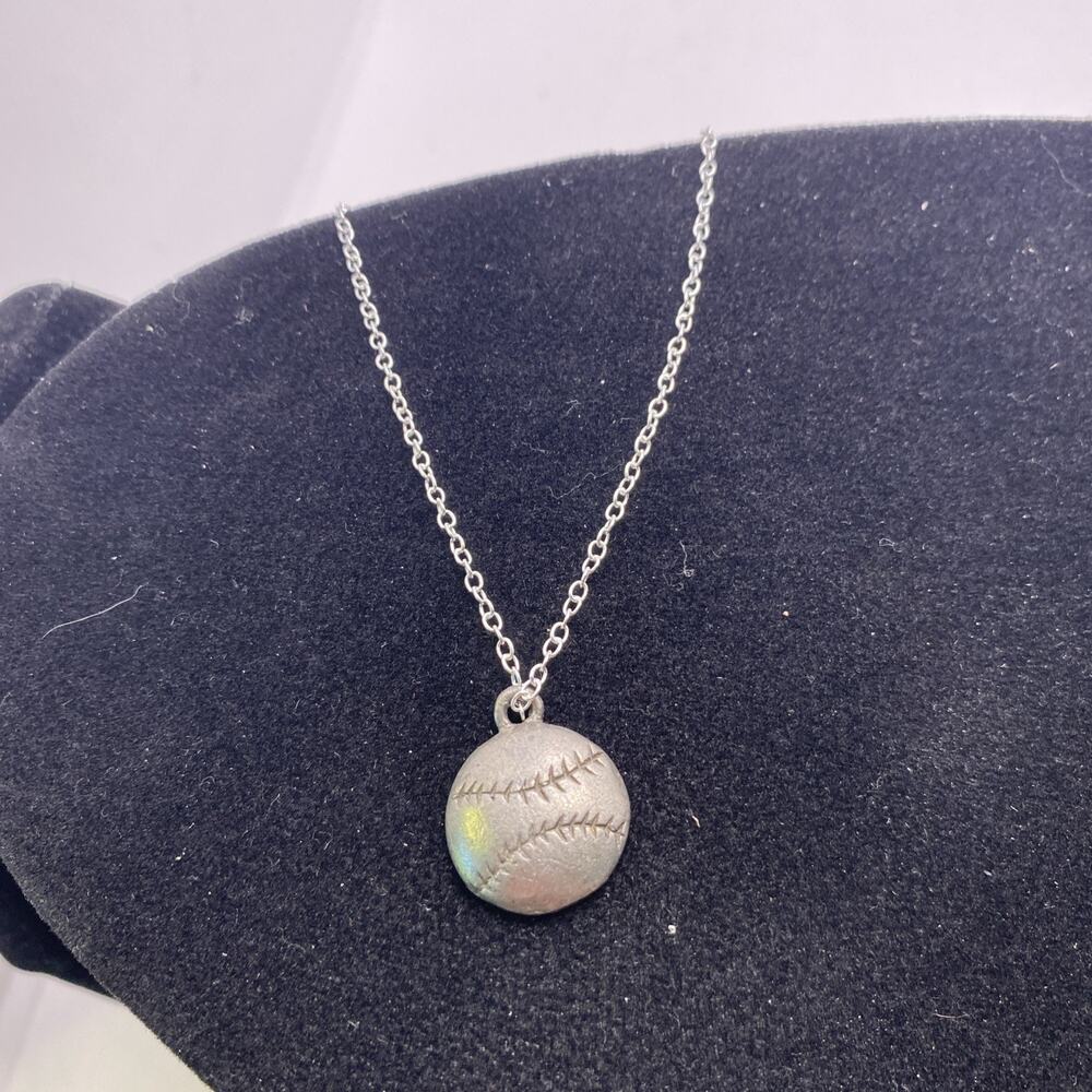 Baseball Softball Womens Silver Necklace